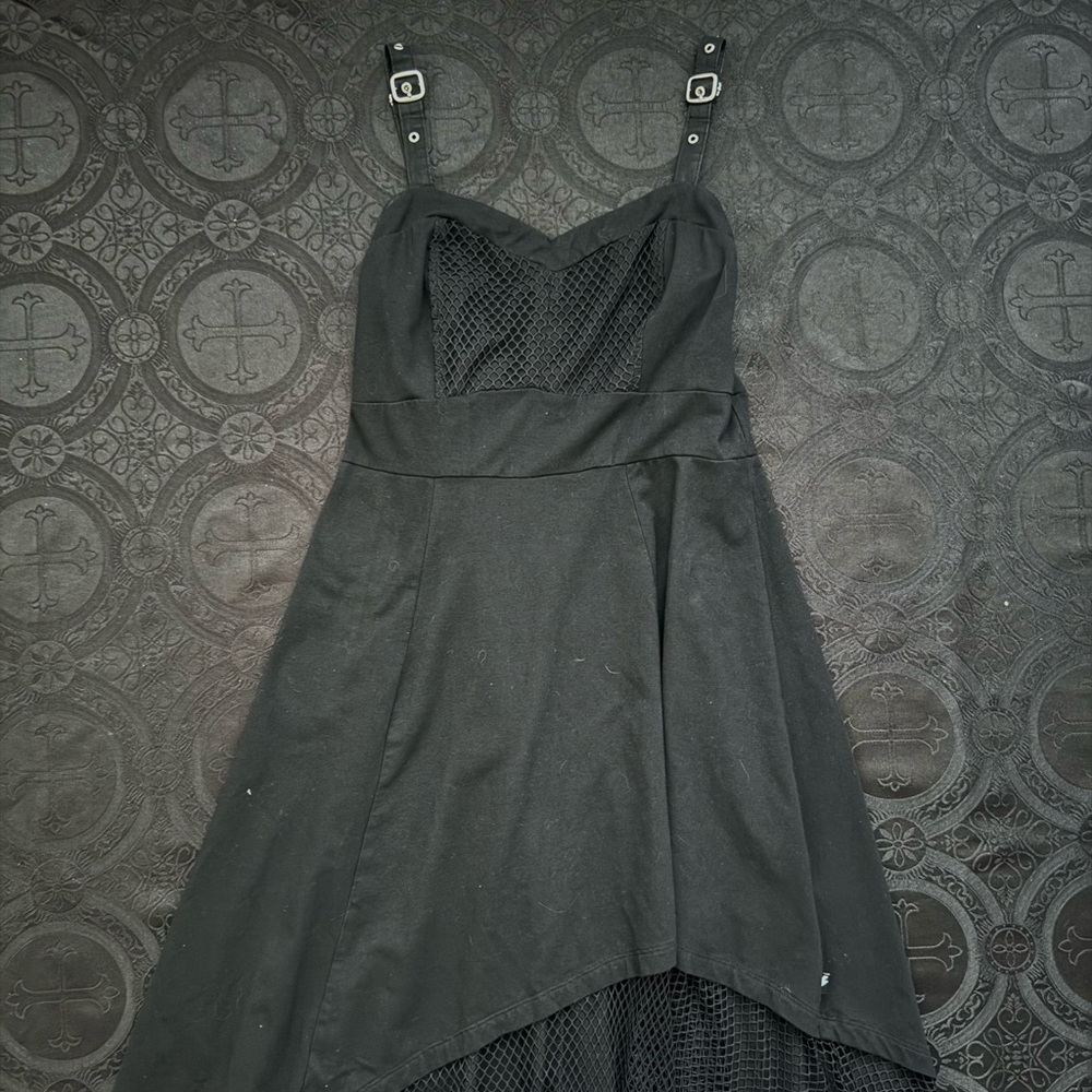 vintage hot topic tripp nyc asymmetrical fishnet dress